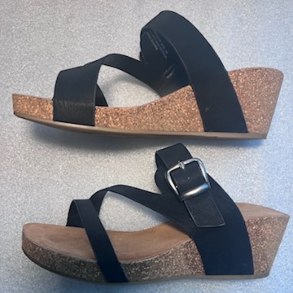 Adiamo Alabrador Sandals Black Buckle Straps Slide On 9W